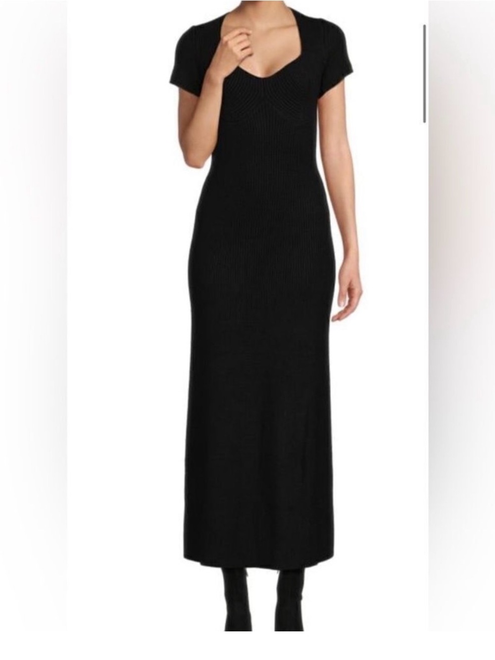STAUD Camden Black Ribbed sweater dress - Picture 2 of 5